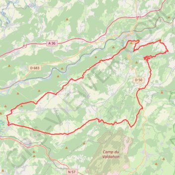 Itinéraire Val de Cusance - Saône, distance, dénivelé, altitude, carte, profil, trace GPS