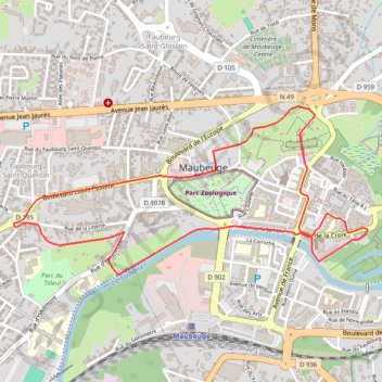 Itinéraire Circuit du patrimoine de Maubeuge, distance, dénivelé, altitude, carte, profil, trace GPS