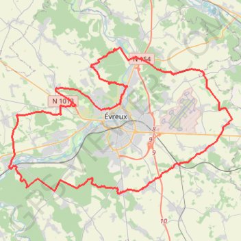 Itinéraire Balade autour d'Evreux, distance, dénivelé, altitude, carte, profil, trace GPS