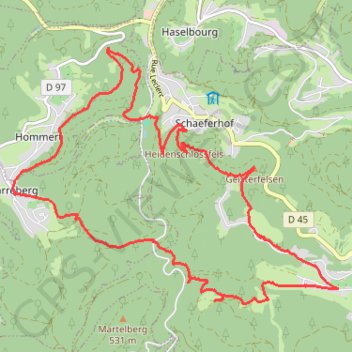 Itinéraire SUR LES VERSANTS DE LA RIVIERE ZORN ENTRE HARREBERG ET DABO, distance, dénivelé, altitude, carte, profil, trace GPS