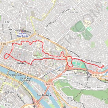 Itinéraire Rando de Noël dans Rouen, distance, dénivelé, altitude, carte, profil, trace GPS