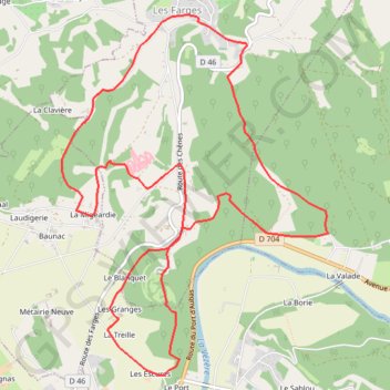 Itinéraire Les Farges par le Cheylard, distance, dénivelé, altitude, carte, profil, trace GPS