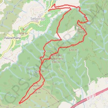 Itinéraire Montagne noire - Seborga, distance, dénivelé, altitude, carte, profil, trace GPS