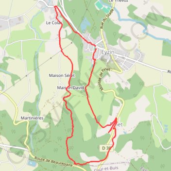 Itinéraire Eyzin-Pinet (38), distance, dénivelé, altitude, carte, profil, trace GPS