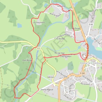Itinéraire Peyrat-Le-Château, distance, dénivelé, altitude, carte, profil, trace GPS
