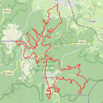 Itinéraire Boucle VTT dans le Parc national de la Vallée de la Semois depuis Bertrix, distance, dénivelé, altitude, carte, profil, trace GPS