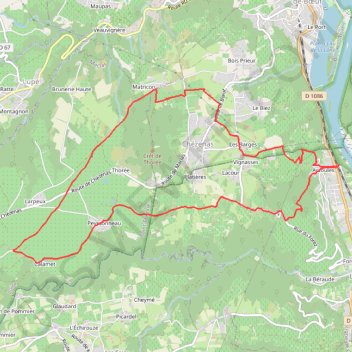 Itinéraire Arcoules (07), distance, dénivelé, altitude, carte, profil, trace GPS