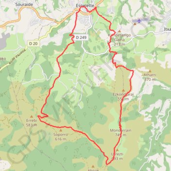 Itinéraire Pays Basque, le Mondarrain, distance, dénivelé, altitude, carte, profil, trace GPS