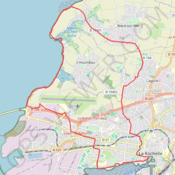 Itinéraire De La Rochelle à Nieul-sur-Mer, de la ville au littoral, distance, dénivelé, altitude, carte, profil, trace GPS