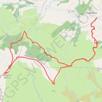 Itinéraire Le circuit du Baigura, distance, dénivelé, altitude, carte, profil, trace GPS