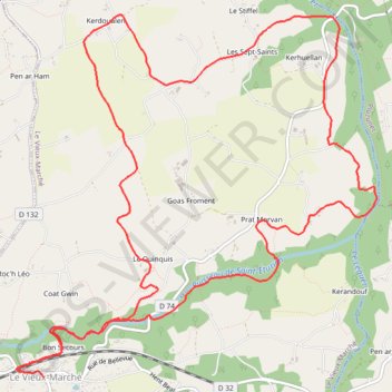 Itinéraire Autour de Le Vieux-Marché, distance, dénivelé, altitude, carte, profil, trace GPS