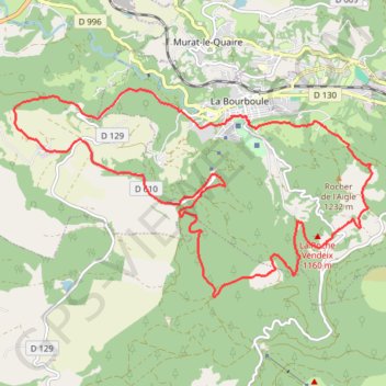Itinéraire Sancy - La Roche Vendeix - Secteur La Bourboule, distance, dénivelé, altitude, carte, profil, trace GPS