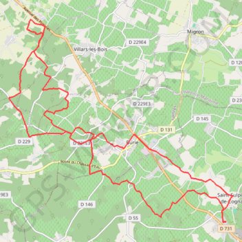 Itinéraire Boucle VTT depuis Saint-Sulpice-de-Cognac, distance, dénivelé, altitude, carte, profil, trace GPS
