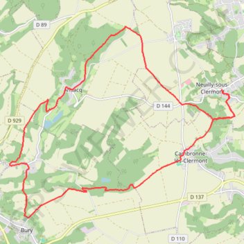 Itinéraire Rando Neuilly sous Clermont, distance, dénivelé, altitude, carte, profil, trace GPS