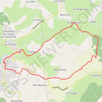 Itinéraire PR-Saint-Héand, distance, dénivelé, altitude, carte, profil, trace GPS