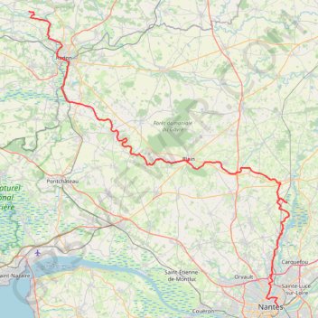 Itinéraire Glenac Nantes, distance, dénivelé, altitude, carte, profil, trace GPS
