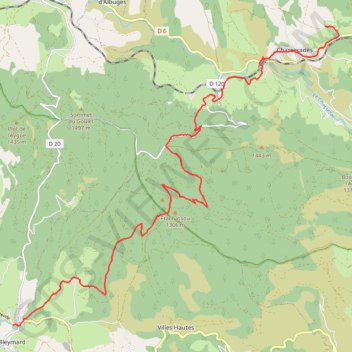 Itinéraire chasserades le bleymard, distance, dénivelé, altitude, carte, profil, trace GPS