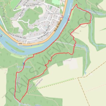 Itinéraire HASTIERE - Le Ladigan - Le Traillis - Le Belvédère, distance, dénivelé, altitude, carte, profil, trace GPS