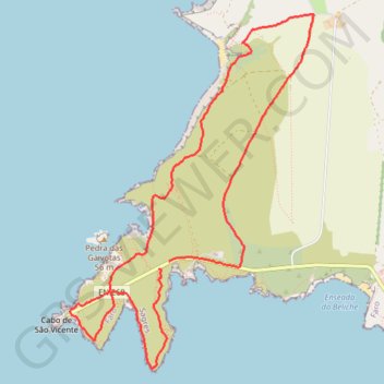 Itinéraire Cap Saint-Vincent, distance, dénivelé, altitude, carte, profil, trace GPS