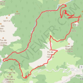 Itinéraire pic de fonta retour estours, distance, dénivelé, altitude, carte, profil, trace GPS