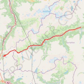 Itinéraire 01: Andermatt – Breil/Brigels (Developed with signs), distance, dénivelé, altitude, carte, profil, trace GPS