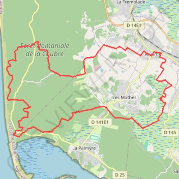 Itinéraire Arvert et forêt de la Coubre - 22723 - UtagawaVTT.com, distance, dénivelé, altitude, carte, profil, trace GPS