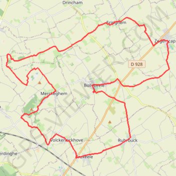 Itinéraire Les Rives de l'Yser - Bollezeele, distance, dénivelé, altitude, carte, profil, trace GPS