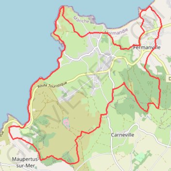 Itinéraire Fermanville and co, distance, dénivelé, altitude, carte, profil, trace GPS