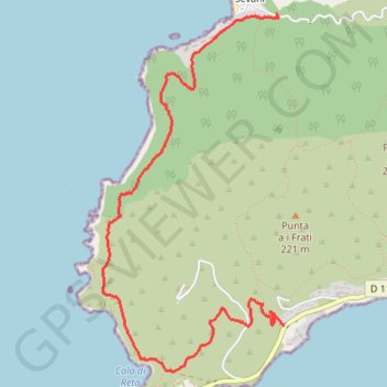 Itinéraire Chemin douanier entre Parata et village de capo di feno, distance, dénivelé, altitude, carte, profil, trace GPS