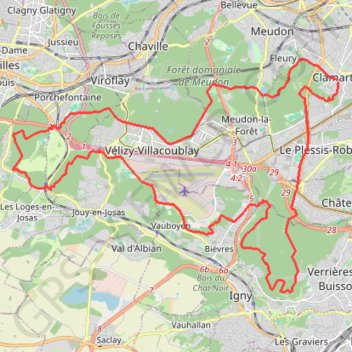 Itinéraire Clamart - Versailles - Verrières - Clamart - 17762 - UtagawaVTT.com, distance, dénivelé, altitude, carte, profil, trace GPS