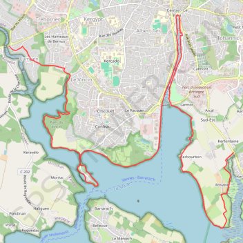 Itinéraire Tour du Golfe du Morbihan - Vannes, distance, dénivelé, altitude, carte, profil, trace GPS