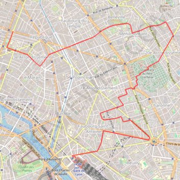 Itinéraire Les Théâtres de Paris, distance, dénivelé, altitude, carte, profil, trace GPS