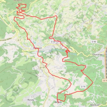 Itinéraire Autour de Pélussin, distance, dénivelé, altitude, carte, profil, trace GPS