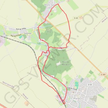 Itinéraire Marœuil - Mont-Saint-Éloi - Écoivres - Bray, distance, dénivelé, altitude, carte, profil, trace GPS