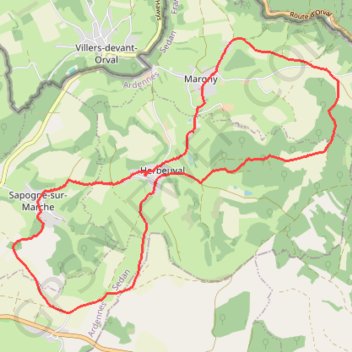 Itinéraire De Sapogne sur Marche à Margny, distance, dénivelé, altitude, carte, profil, trace GPS