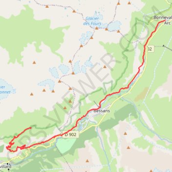 Itinéraire Le Balcon de la Vanoise - Vallonbrun - Bonneval-sur-Arc, distance, dénivelé, altitude, carte, profil, trace GPS
