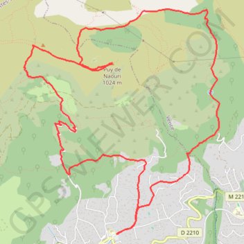 Itinéraire Puy de Naouri, distance, dénivelé, altitude, carte, profil, trace GPS