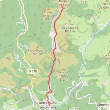 Itinéraire Descente en VTT depuis le Mazoyer, distance, dénivelé, altitude, carte, profil, trace GPS