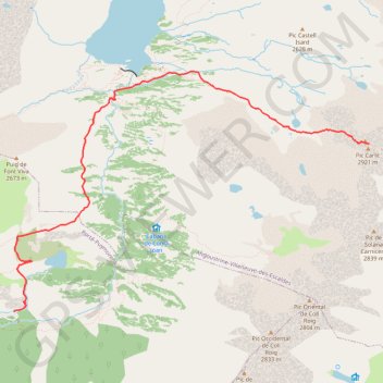 Itinéraire Puig Carlit, distance, dénivelé, altitude, carte, profil, trace GPS