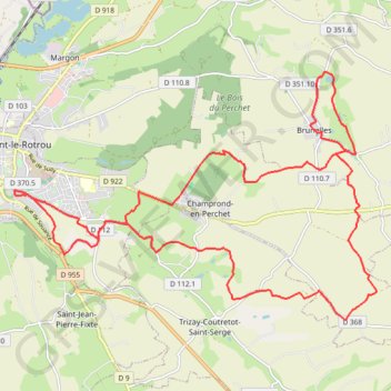 Itinéraire Nogent le Rotrou, capitale du Perche, distance, dénivelé, altitude, carte, profil, trace GPS