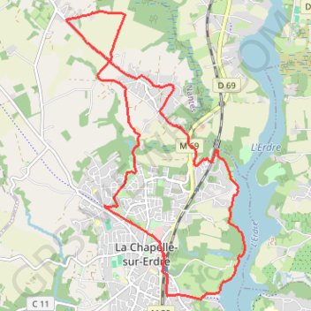 Itinéraire Mouline-Erdre, distance, dénivelé, altitude, carte, profil, trace GPS