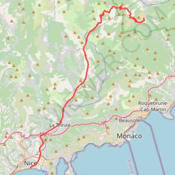 Itinéraire Nice Cyclisme sur route, distance, dénivelé, altitude, carte, profil, trace GPS