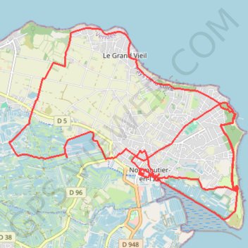 Itinéraire Noirmoutier Fin cousins VTT + marche, distance, dénivelé, altitude, carte, profil, trace GPS