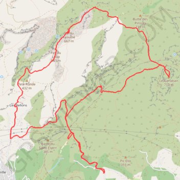 Itinéraire Garlaban Aubagne, distance, dénivelé, altitude, carte, profil, trace GPS