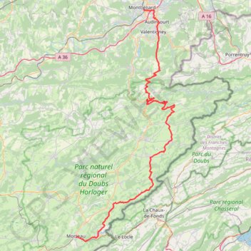 Itinéraire La GTJ de Morteau à Montbéliard, distance, dénivelé, altitude, carte, profil, trace GPS