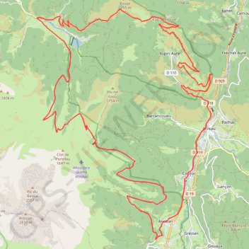 Itinéraire Col d'Aspin et Hourquette d'Ancizan, distance, dénivelé, altitude, carte, profil, trace GPS
