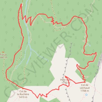 Itinéraire Petit Som depuis La Ruchère, distance, dénivelé, altitude, carte, profil, trace GPS