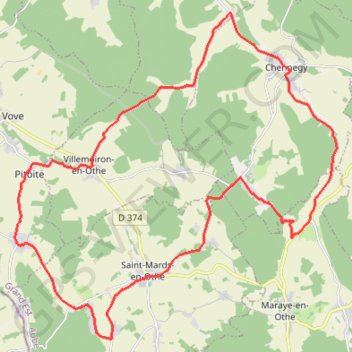 Itinéraire Circuit de Villemoiron-en-Othe, distance, dénivelé, altitude, carte, profil, trace GPS