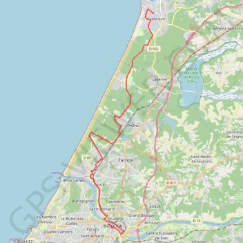 Itinéraire Capbreton - Bayonne, distance, dénivelé, altitude, carte, profil, trace GPS