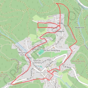Itinéraire Autour de Meisenthal, sur les traces des verriers, distance, dénivelé, altitude, carte, profil, trace GPS